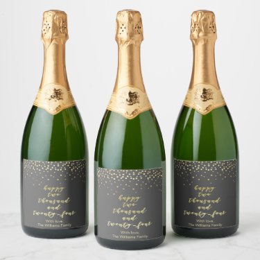 Happy 2024 - Glamorous Faux Gold Script & Confetti