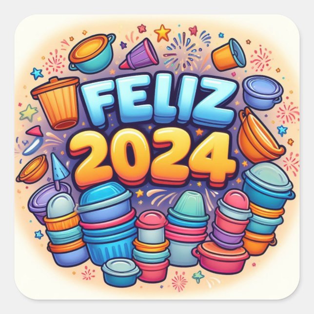Happy 2024! square sticker (Front)
