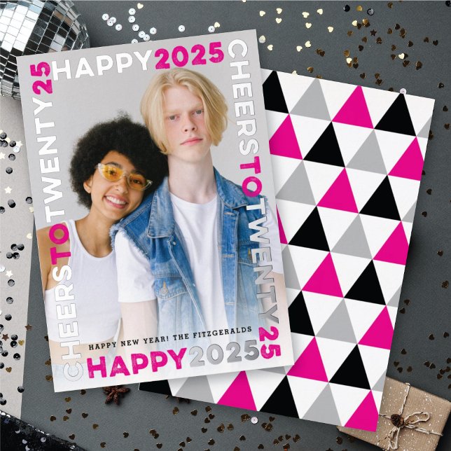 Happy 2025 Blocks Frame Typography New Year Photo Foil Holiday Card (Happy 2025 Blocks Frame Typography New Year Photo Foil Holiday Card @ fat_fa_tin)