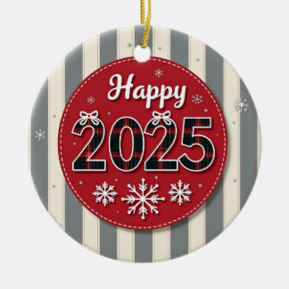 Happy 2025 Christmas Ceramic Ornament
