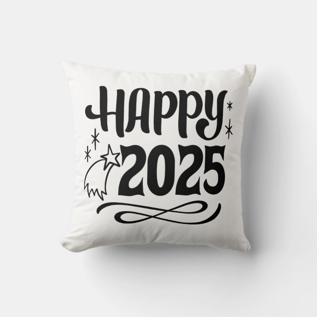 happy 2025 throw pillow (Front)