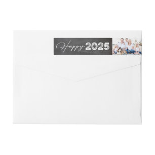 Happy 2025 Typography New Year Photo Address Wrap Around Label