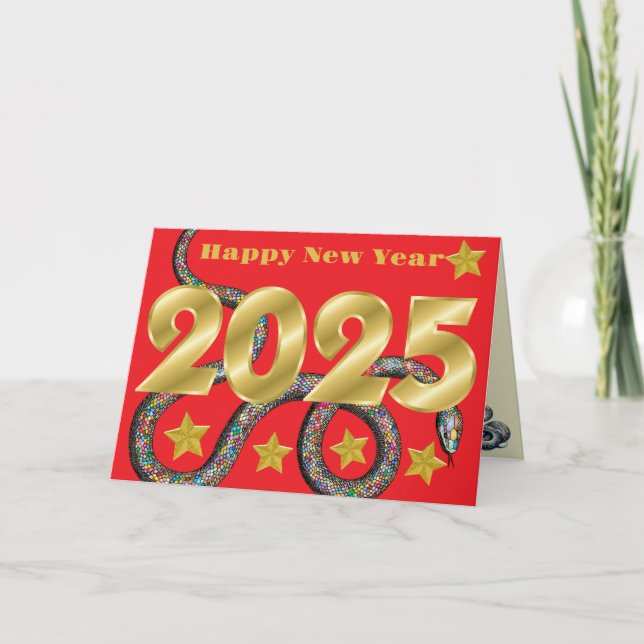Happy 2025 Year of the Snake Flat Card (Front)