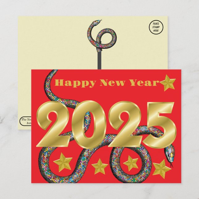 Happy 2025 Year of the Snake  Postcard (Front/Back)
