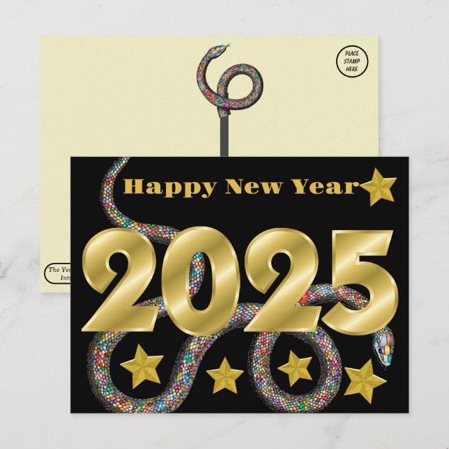 Happy 2025 Year of the Snake  Postcard (Front/Back)