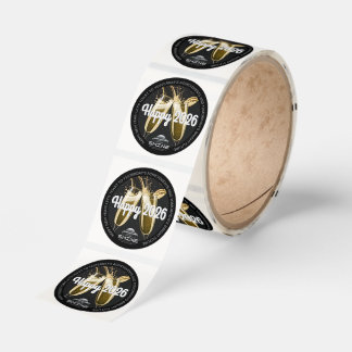 Happy 2026 Champagne Flutes Logo Client Thank You Classic Round Sticker