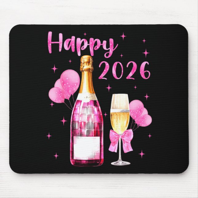 Happy 2026 Cheers To A New Year 2026 Champagne Coq Mouse Pad (Front)