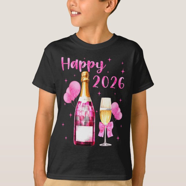 Happy 2026 Cheers To A New Year 2026 Champagne Coq T-Shirt (Front)