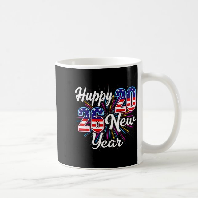 Happy 2026 New Year Patriotic Fireworks Design Par Coffee Mug (Right)