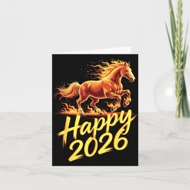 Happy 2026 Year Of The Horse Chinese Zodiac New Ye Card (Front)