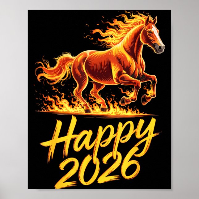 Happy 2026 Year Of The Horse Chinese Zodiac New Ye Poster (Front)
