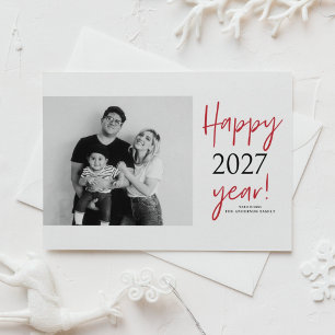 Happy 2027 Modern Typography Photo New Year Holiday Postcard