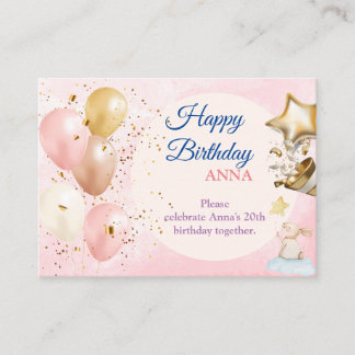 Happy 20st Birthday Pastel Rainbow and Gold Gir Enclosure Card