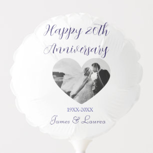 Happy 20t anniversary heart photo purple year name balloon