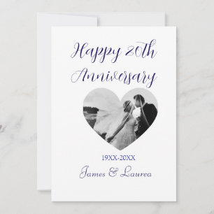 Happy 20t anniversary heart photo purple year name invitation