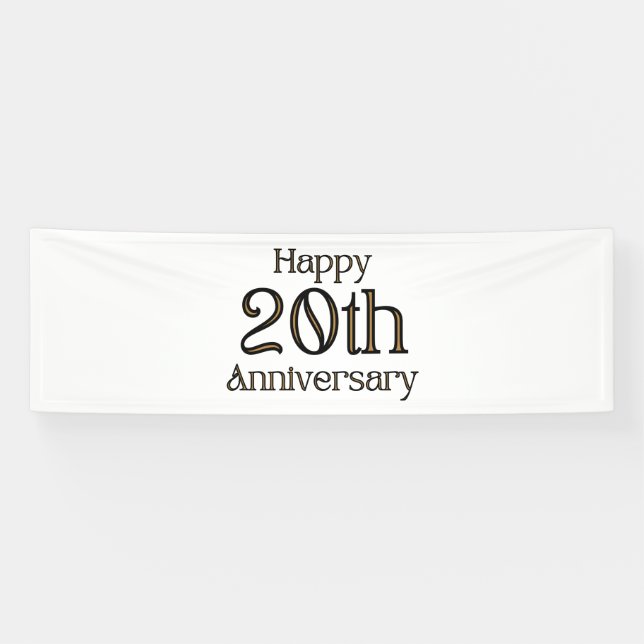 Happy 20th Anniversary 2.5x8 Vinyl Banner (Horizontal)