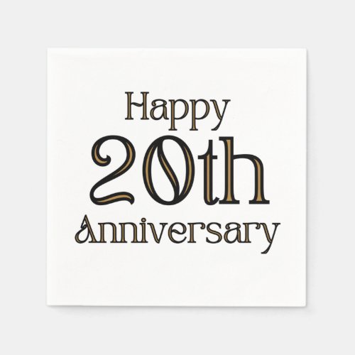 Happy 20th Anniversary 3 Ply Napkins