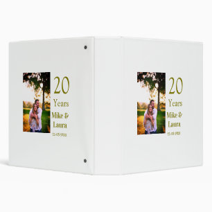 Happy 20th anniversary add couple name date golden 3 ring binder