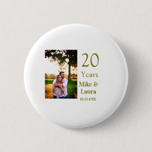 Happy 20th anniversary add couple name date golden button
