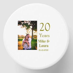 Happy 20th anniversary add couple name date golden mini candle favors