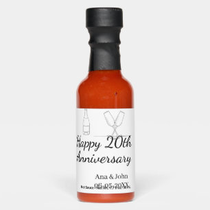 Happy 20th anniversary champagne bottle glass name hot sauces