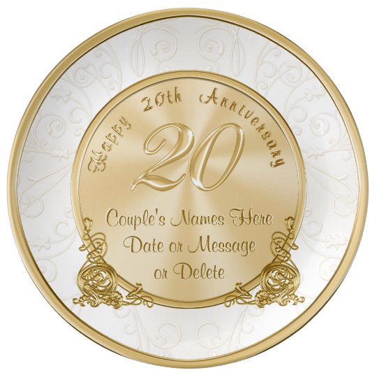 happy 20th anniversary gifts personalized plate zazzle com