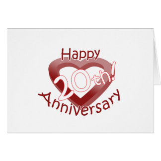 "Happy 20th Anniversary" Heart design Card