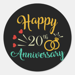 Happy 20th Anniversary Matching Couples 20th Anniv Classic Round Sticker