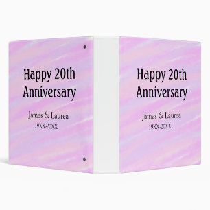 Happy 20th anniversary pink purple pastel name bol 3 ring binder