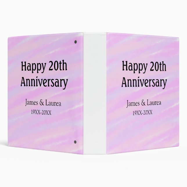 Happy 20th anniversary pink purple pastel name bol 3 ring binder (Background)