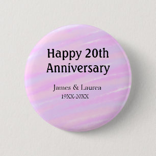 Happy 20th anniversary pink purple pastel name bol button