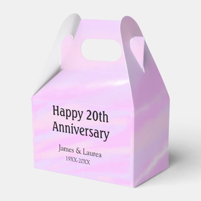 Happy 20th anniversary pink purple pastel name bol favor boxes (Front Side)