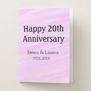 Happy 20th anniversary pink purple pastel name bol pocket folder