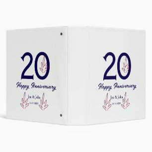 Happy 20th anniversary purple bold letter name lea 3 ring binder