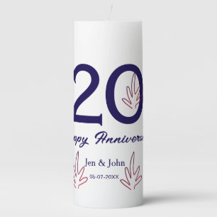 Happy 20th anniversary purple bold letter name lea pillar candle