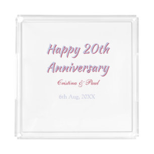 Happy 20th anniversary PURPLE MARON WEDDING NAME Acrylic Tray