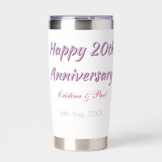 Happy 20th anniversary PURPLE MARON WEDDING NAME  Insulated Tumbler