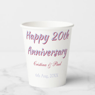 Happy 20th anniversary PURPLE MARON WEDDING NAME  Paper Cups