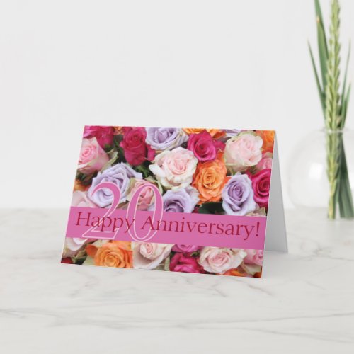 Happy 20th Anniversary roses Card