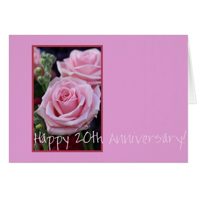 Happy 20th Anniversary roses Cards (Front Horizontal)