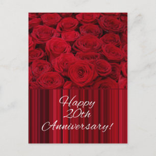 Happy 20th Anniversary roses Postcard