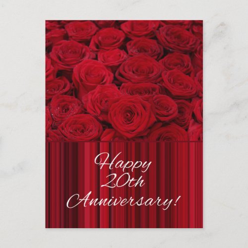 Happy 20th Anniversary roses Postcard