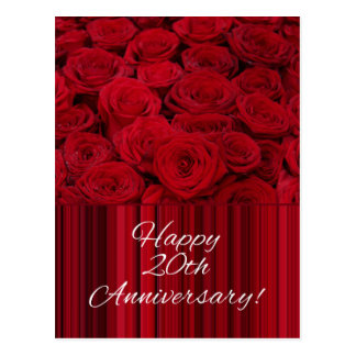 Happy 20th Anniversary roses Postcard