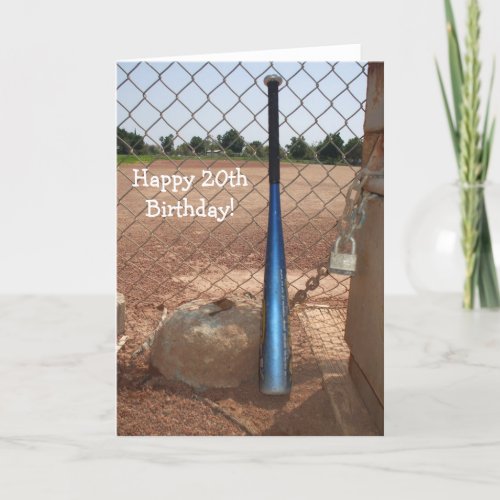 Happy 20th Birthday Baseball Bat greeting card