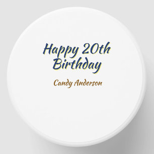 happy 20th birthday blue yellow simple minimal dat mini candle favors