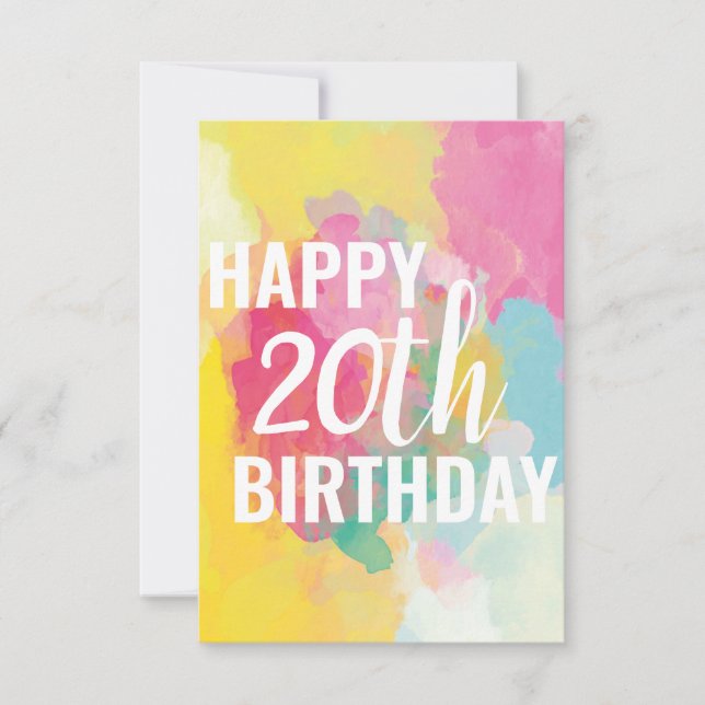 Happy 20th Birthday Card ("Watercolour Gradients") (Front)