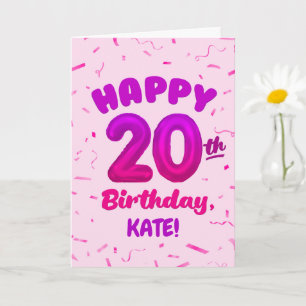 Happy 20th Birthday Card with Custom Name