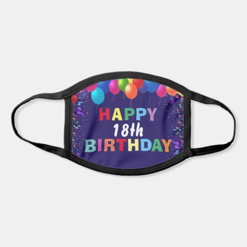 Happy 20th Birthday Colorful Balloons Navy Blue Face Mask