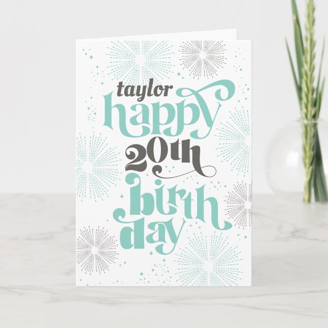 Happy 20th Birthday Customizable Greeting Card (Front)