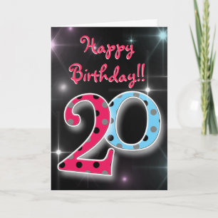 Happy 20th birthday fun & bright polka dot card